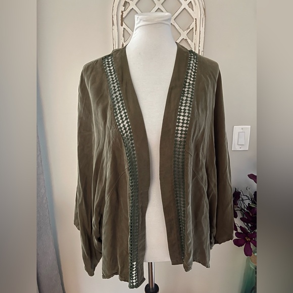 Free People Catalina Kimono In Olive / Army Green OS - Picture 2 of 12